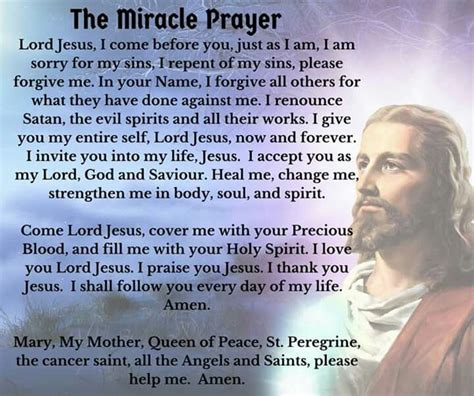 Miracle prayer, Inspirational prayers, Catholic prayer for healing