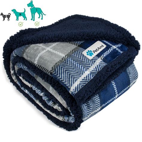 PetAmi Dog Blanket, Plaid Sherpa Dog Blanket | Plush, Reversible, Warm ...