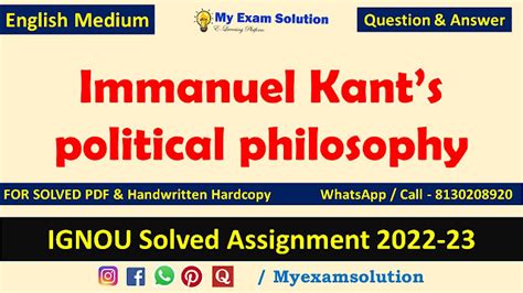 Immanuel Kant’s political philosophy - My Exam Solution