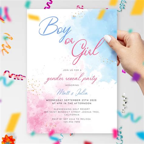 Gender Reveal Invitations - Download PDF or Order prints