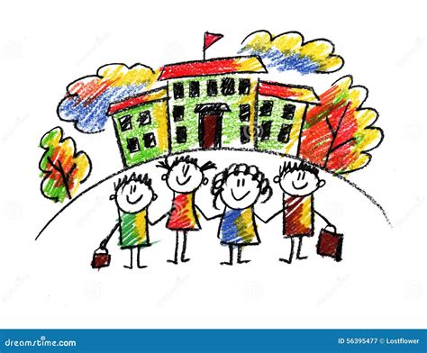 School and happy children stock illustration. Illustration of ...