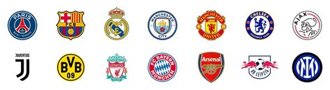 UEFA Champions League team logo set. PSG, real madrid, barcelona, chelsea, manchester city ...