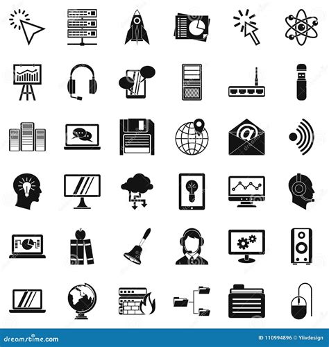 Interactive Icons Set, Simple Style Stock Vector - Illustration of ...