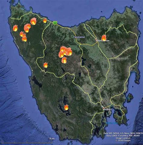 Map Of Tasmania Fires