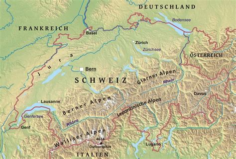 Karte der Schweiz - Freeworldmaps.net