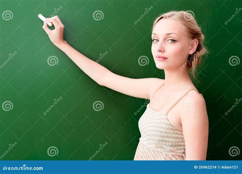 Teacher Writes on the Blackboard with Chalk Stock Photo - Image of ...