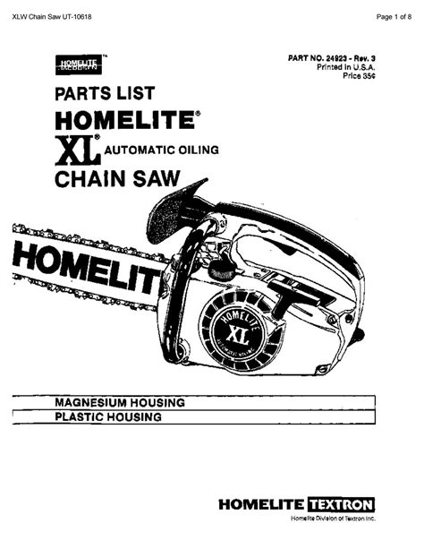 Homelite XL Chainsaw Parts List by glsense - Issuu