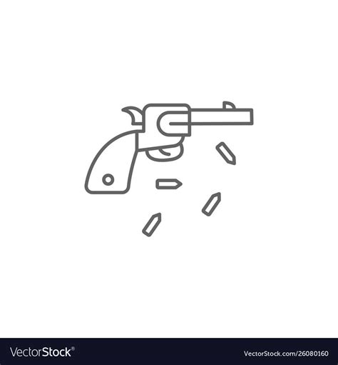 Revolver pistol gun outline icon elements Vector Image