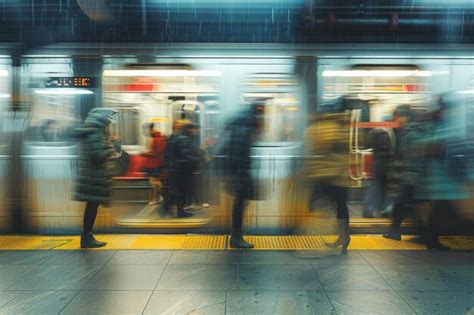 Premium Photo | Blurred motion of busy commuters on train station during rush hours Busy subway ...