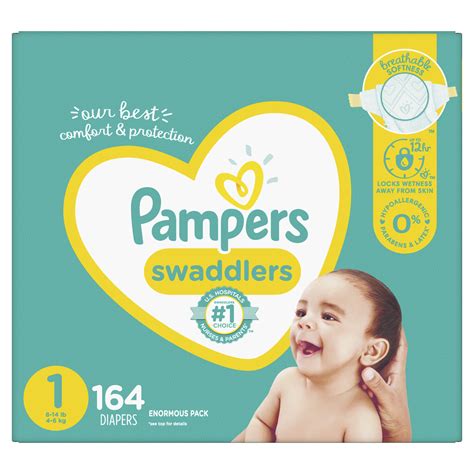 Pampers Swaddlers Newborn Diapers, Soft and Absorbent, Size 1, 164 ct - Walmart.com - Walmart.com