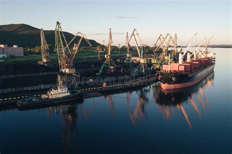 Cargo Ship in the Port Aerial View from Drone Stock Photo - Image of ...