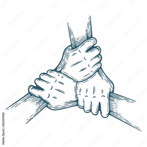 Join hands together. Three hands holding each other isolated on white ...