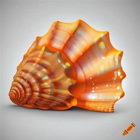 Cartoonish orange seashell on white background