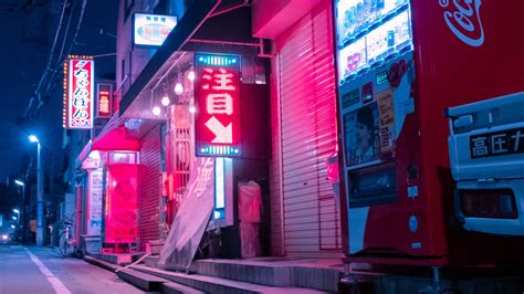 #Japan #city #neon vending machine #night #Tokyo #2K #wallpaper #hdwallpaper #desktop Bicycle ...