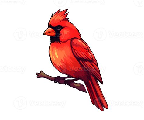 Red cardinal on tree branch, Red cardinal Logo, Red cardinal Sticker ...