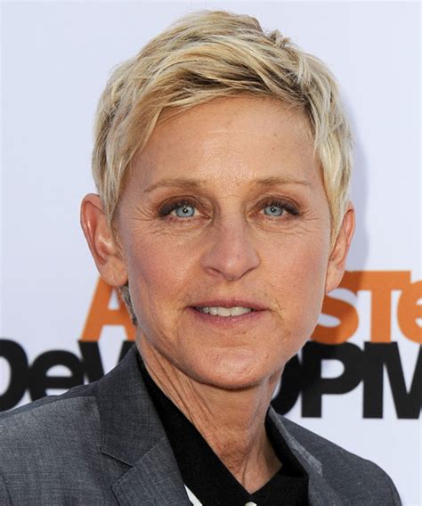 Ellen DeGeneres Short Straight Light Blonde Hairstyle