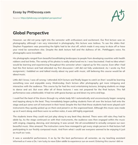 Global Perspective (600 Words) - PHDessay.com