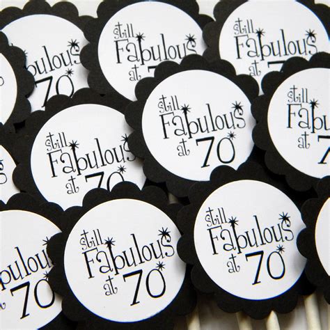 70th Birthday Cupcake Toppers Still Fabulous at 70 Black