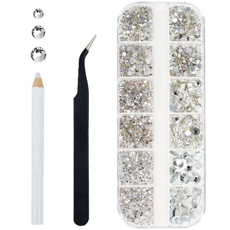Nail Art Rhinestones Kit DIY Nail Crystal Gems Kit 2400pcs AB Nail ⎋ | eBay