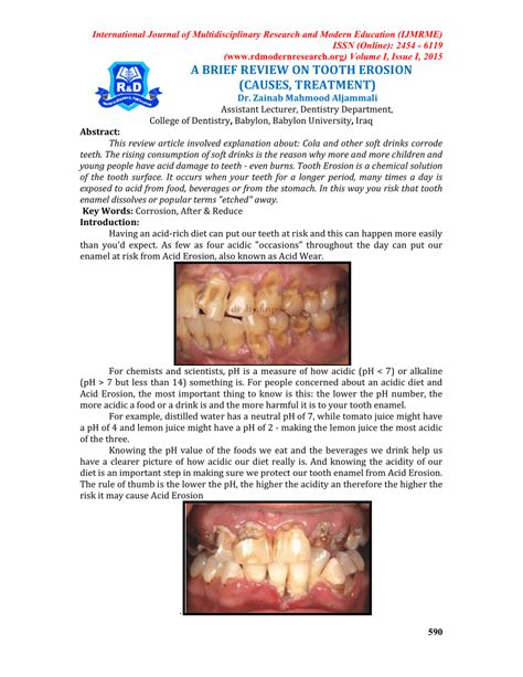 (PDF) A BRIEF REVIEW ON TOOTH EROSION (CAUSES, TREATMENT)