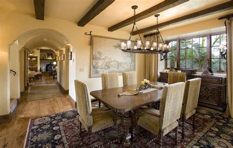 Wallpaper dining room, living space, hacienda, Santa-Barbara, spanish interior images for ...