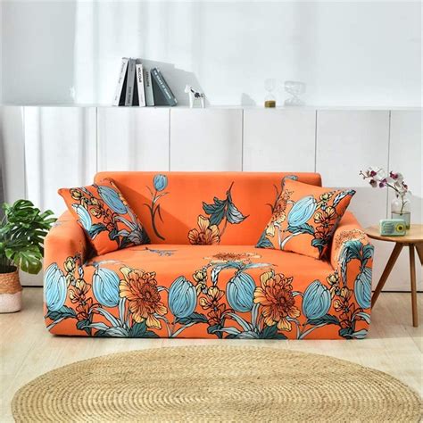 Stretch Sofa Slipcovers Fitted Furniture Protector Printed Sofa Cover Stylish Fabric Couch for 4 ...