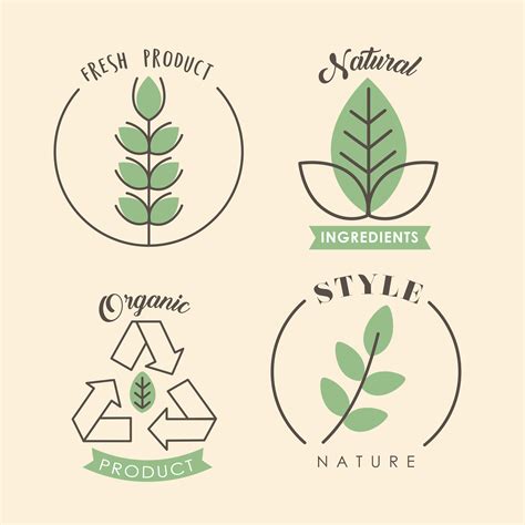 four natural labels 4566426 Vector Art at Vecteezy