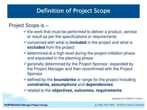 PPT - Definition of Project Scope PowerPoint Presentation, free download - ID:6314474