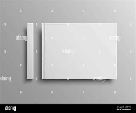 Vector realistic book cover and spine mockup, landscape hardcover. Template for presentation ...