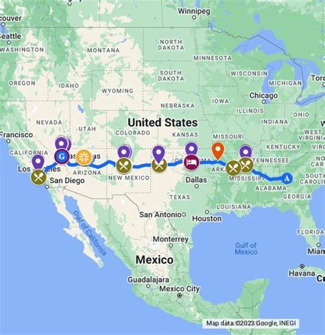 a map with pins on it that show the route to mexico and other ...