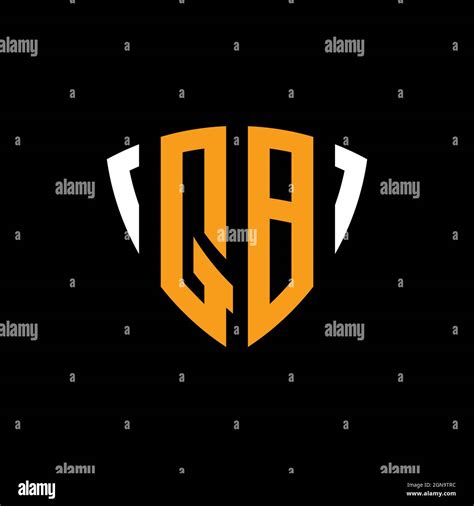 QB logo with shield white orange shape design template isolated on black background Stock Vector ...