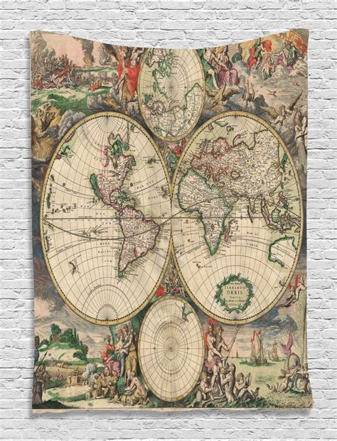 Antique World Map Pattern Tapestry Wall Hanging Living Room Bedroom Dorm Decor | eBay