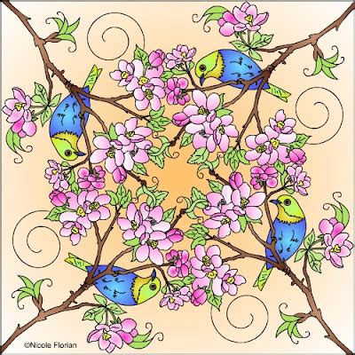 Nicole's Free Coloring Pages: APPLE BLOSSOMS MANDALA * COLORING PAGES