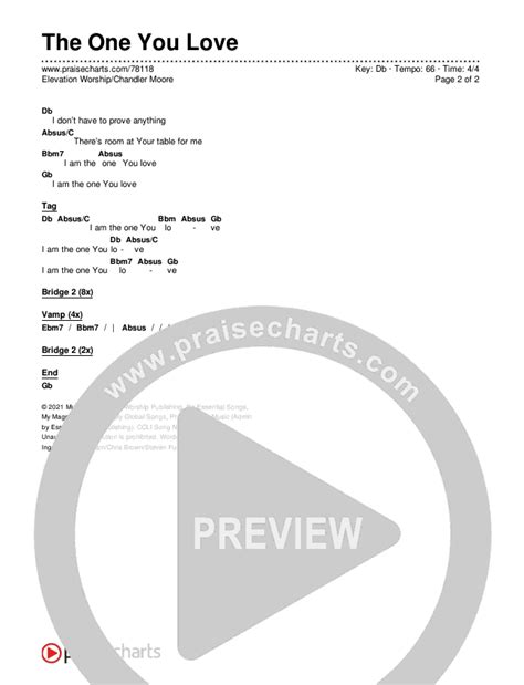 The One You Love Chords PDF (Elevation Worship / Chandler Moore) - PraiseCharts