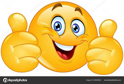 Happy Emoji Emoticon Showing Double Thumbs Stock Vector Image by ...