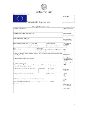 Italy Schengen Visa Application - Fill and Sign Printable Template Online