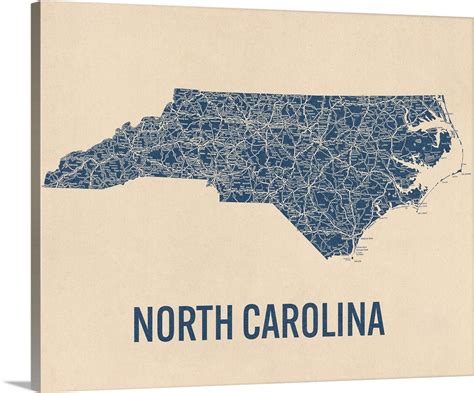 Vintage North Carolina Road Map 1 Wall Art, Canvas Prints, Framed ...