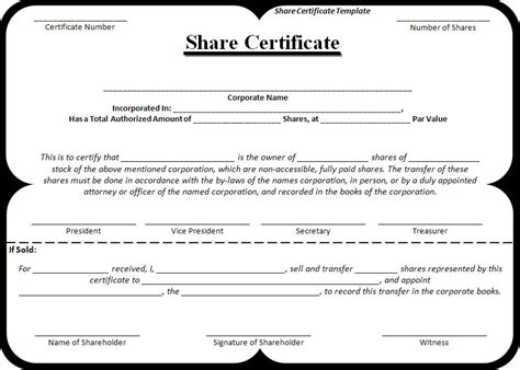 Share Certificate Template | Free Word Templates