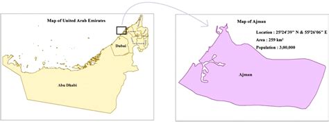 Map showing location of Ajman in the United Arab Emirates | Download Scientific Diagram