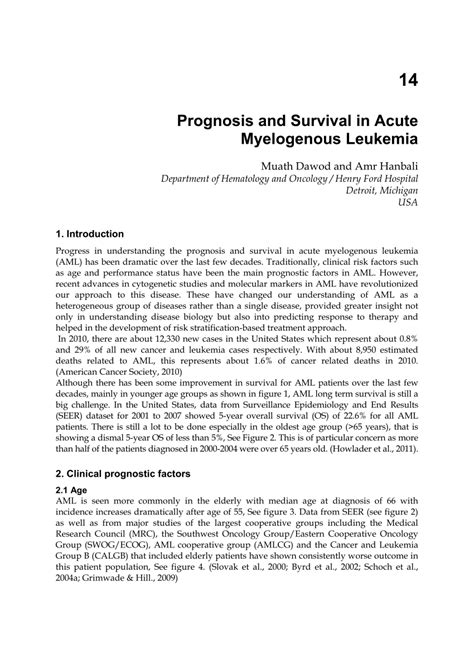 (PDF) Prognosis and Survival in Acute Myelogenous Leukemia