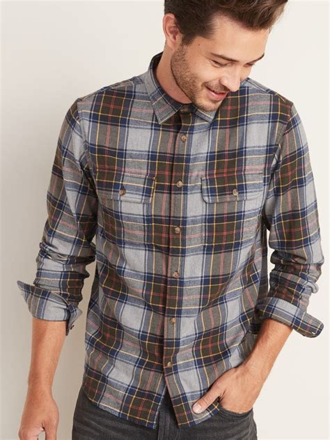 Regular-Fit Built-In Flex Plaid Flannel Shirt for Men | Old Navy | Mens ...