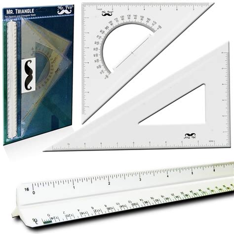 Test, Measure & Inspect for Blueprint Architectural Scale Ruler Triangular Scale Woodworking ...