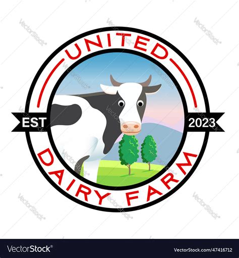 United dairy farm logo design template Royalty Free Vector