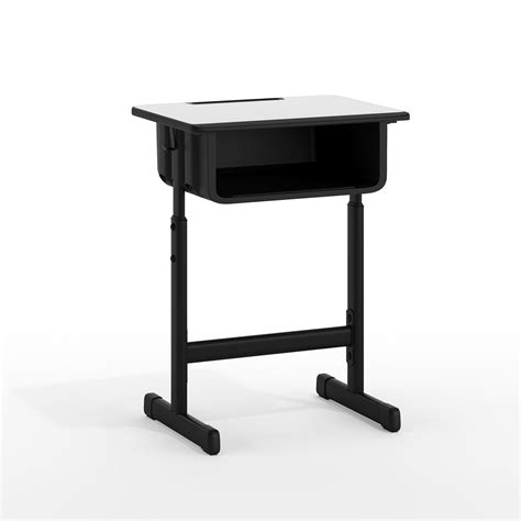 Student Desk with Grey Top and Adjustable Height Black Pedestal Frame ...