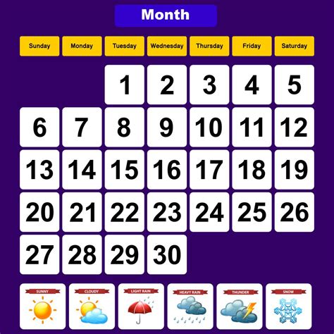 7 Best Images of Monthly Weather Chart Kindergarten Printables - Free Printable Weather Chart ...