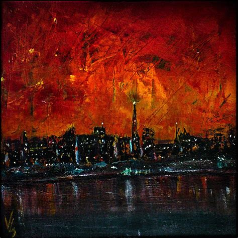 City On Fire Painting by Vladimir Spasov