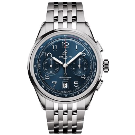 Breitling Premier B01 Chronograph 42 Blue Dial Steel Men's Watch AB0145171C1A1