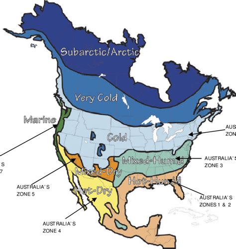 Map of USA Identifying Climate Zones and Nearest Equivalent Australian... | Download Scientific ...