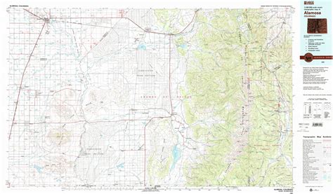 Alamosa topographical map 1:100,000, Colorado, USA