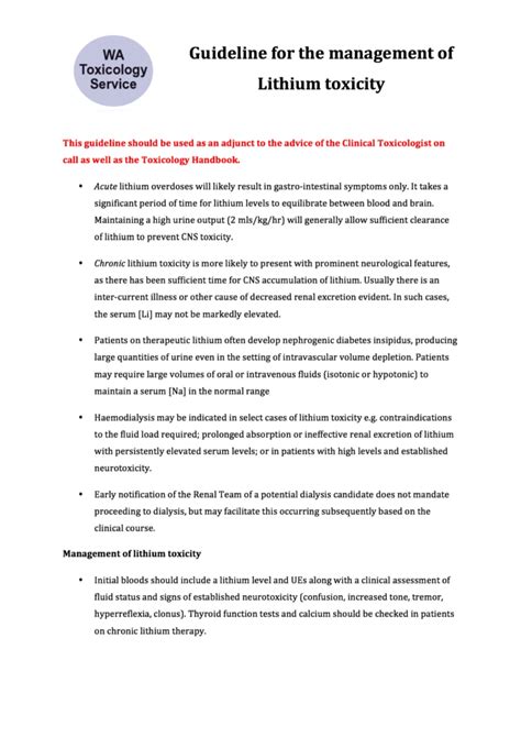 Lithium Toxicity Management - Charlie's ED